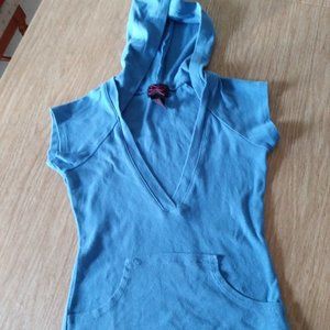 Eyelash Girls Blue Hooded Short Sleeve shirt